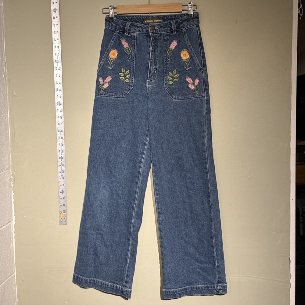 princess highway jeans Designed In Australia Embroidered Design Baggy Straight
